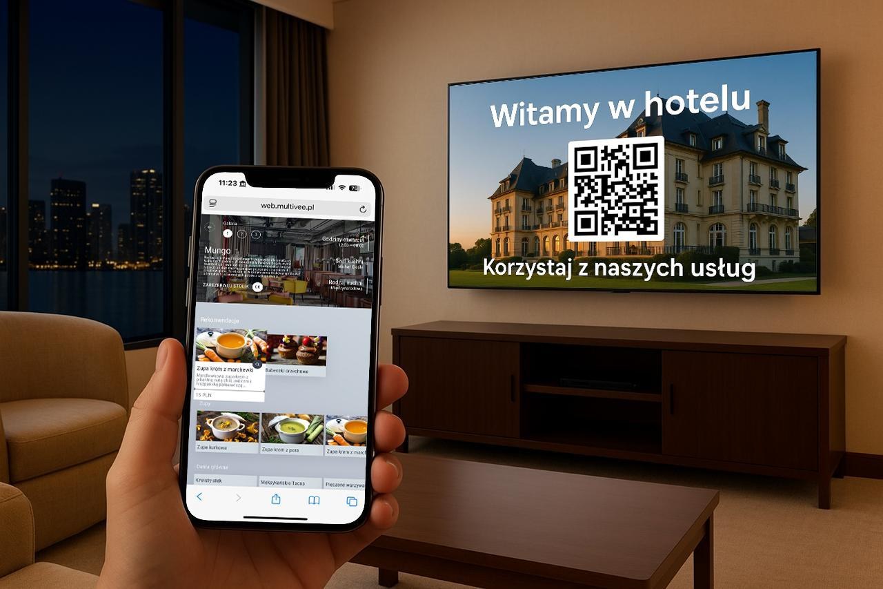 Multivee — ekran powitalny gościa hotelowego